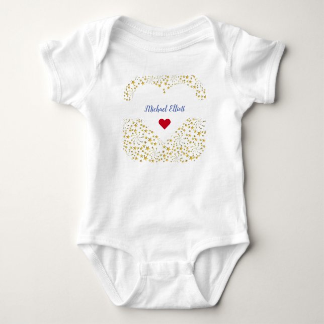 Niedliche elegante trendy Gold Stars Baby Strampler (Vorderseite)