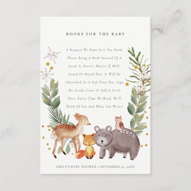 Niedliche elegante Woodland Animal Books for Baby  Begleitkarte (Vorderseite)
