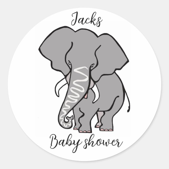 Niedliche ELEPHANT - Animal - Baby - Dusche - Pers Runder Aufkleber (Vorderseite)