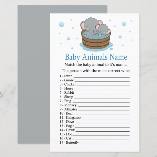 Niedliche Elephant Baby Animes Name Game (Vorne/Hinten)