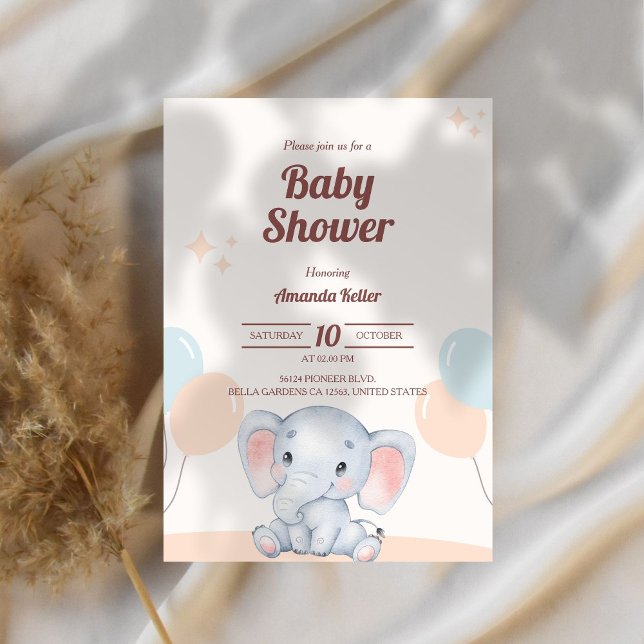 Niedliche Elephant Baby Dusche Einladung (Von Creator hochgeladen)