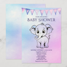 Niedliche Elephant Baby Dusche Einladung