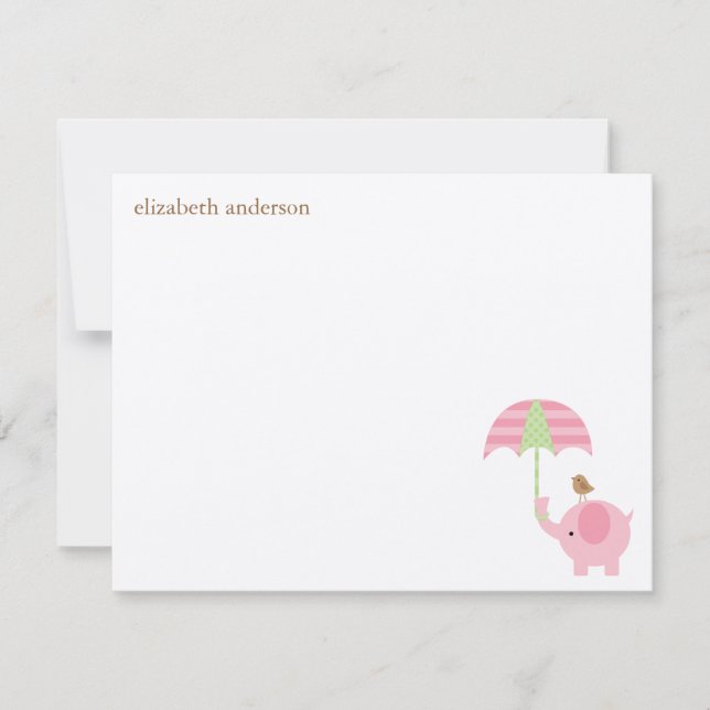 Niedliche Elephant Baby Dusche Flat Danke Karten (Vorderseite)