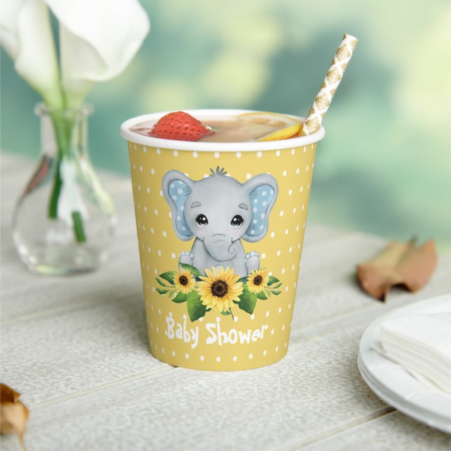 Niedliche Elephant Baby Dusche Pappbecher (In Situ)
