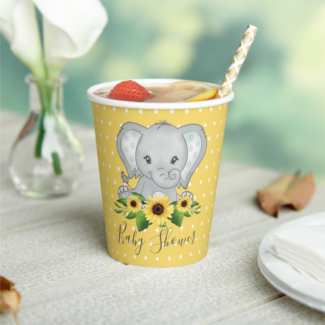 Niedliche Elephant Baby Dusche Pappbecher (In Situ)