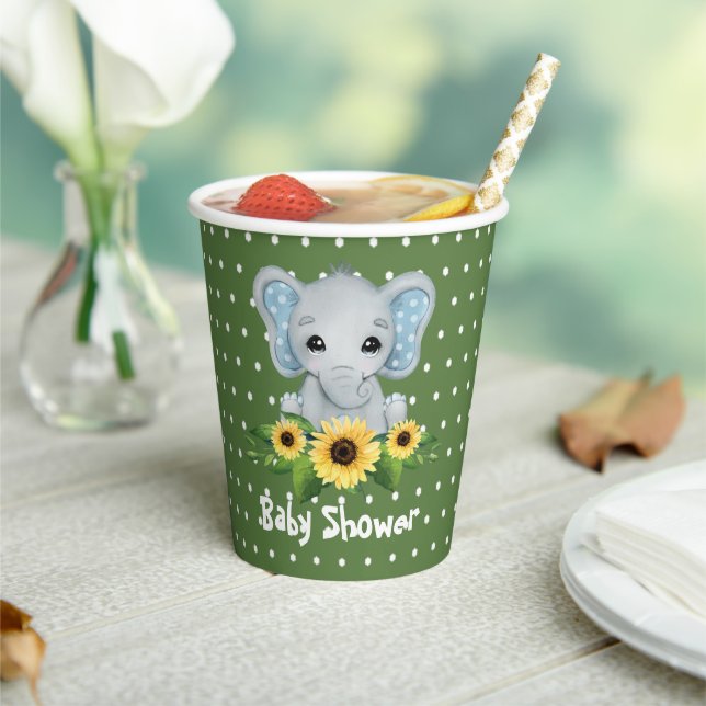 Niedliche Elephant Baby Dusche Pappbecher (In Situ)