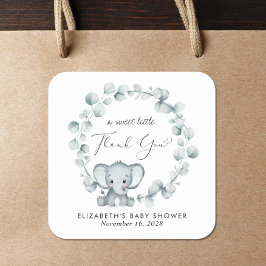 Niedliche Elephant Baby Dusche Vielen Dank Quadratischer Aufkleber