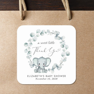 Niedliche Elephant Baby Dusche Vielen Dank Quadratischer Aufkleber