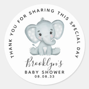 Niedliche Elephant Baby Dusche Vielen Dank Runder Aufkleber
