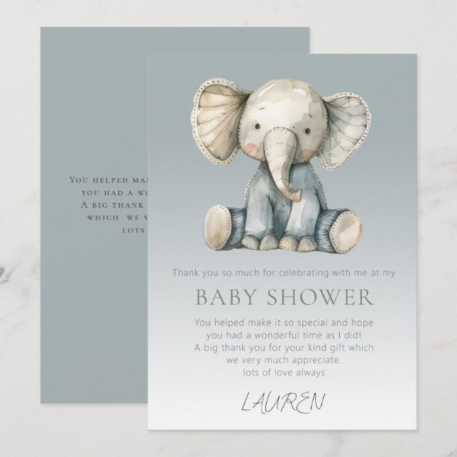 Niedliche Elephant Baby Duschkarte Einladung (Vorne/Hinten)