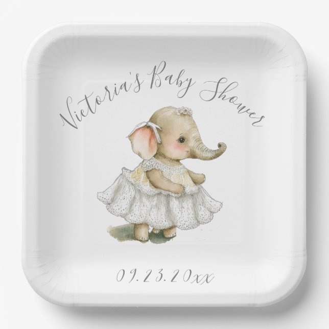 Niedliche Elephant Baby Duschpapier-Teller Pappteller (Vorderseite)
