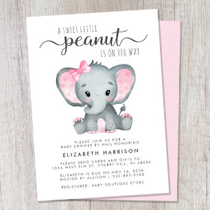 Niedliche Elephant Baby Girl Dusche per Mail Einladung