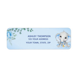 Niedliche Elephant Baby Shower Boy Blue Floral Adr