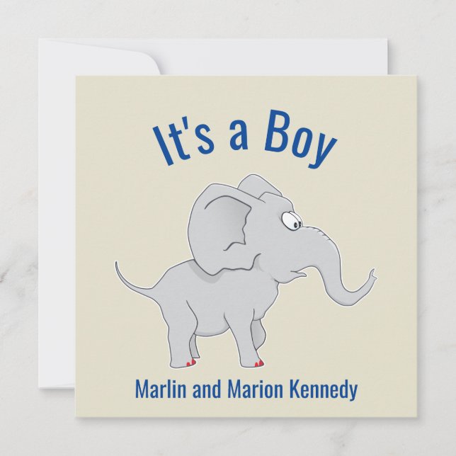 Niedliche Elephant Baby Shower Gender-Darstellung Einladung (Vorderseite)