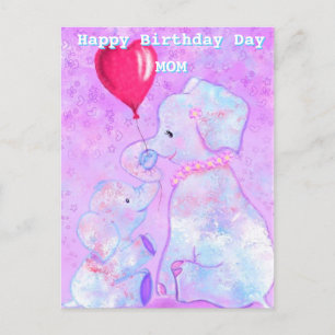 Niedliche Elephant Baby- und Mama-Geburtstagskarte Postkarte