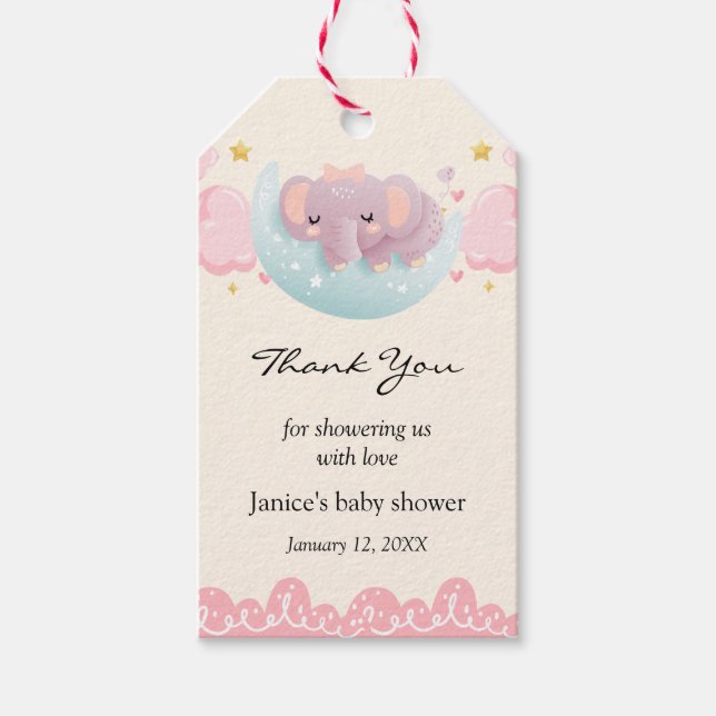 Niedliche Elephant Babydusche Danke, dass Sie die  Geschenkanhänger (Vorderseite)