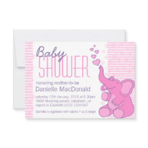 Niedliche Elephant Babydusche hübsch rosa Einladun