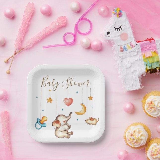 Niedliche Elephant Babydusche Papiere Teller (Party)