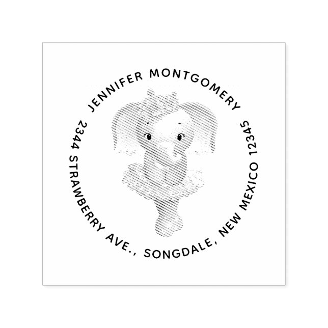 Niedliche Elephant Ballerina-Adresse Permastempel (Design)