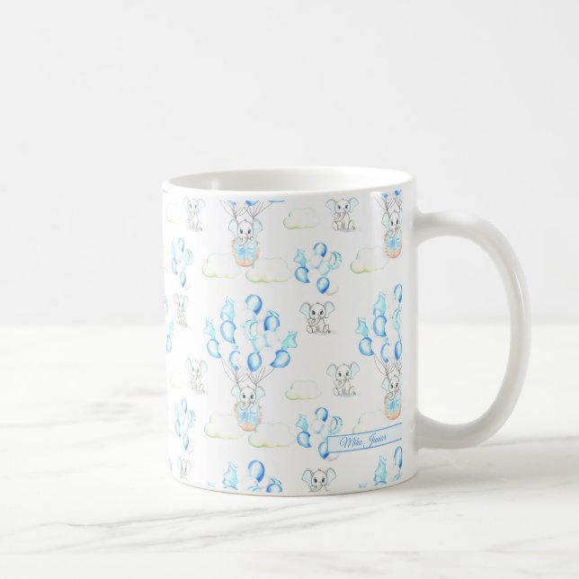 Niedliche Elephant Balloons & Clouds Baby Boy Must Kaffeetasse (Rechts)