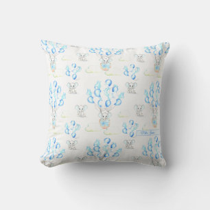 Niedliche Elephant Balloons & Clouds Baby Boy Must Kissen