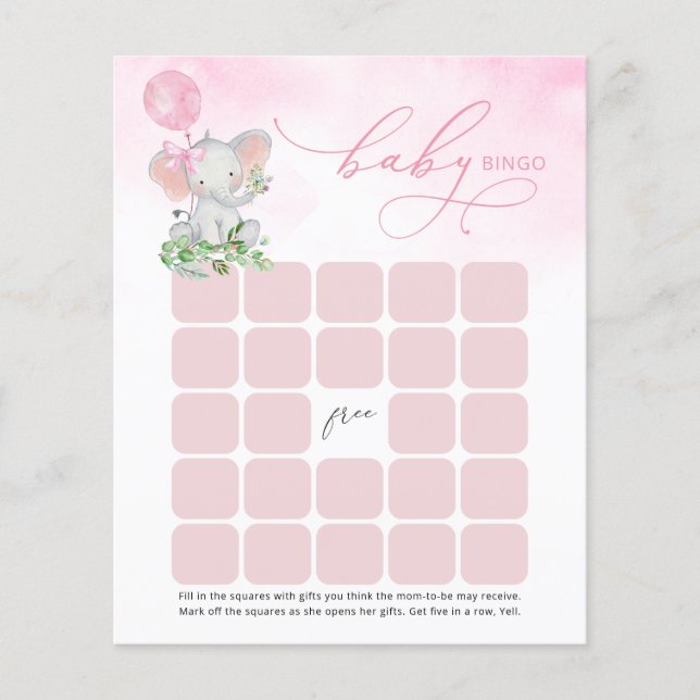Niedliche Elephant Bingo Baby Duschkarte (Vorderseite)