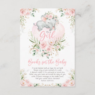 Niedliche Elephant Blush Gold Floral Books für Bab Begleitkarte