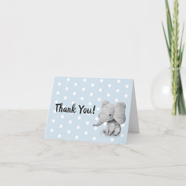 Niedliche Elephant Boy Baby Dusche Vielen Dank Dankeskarte (Vorderseite)