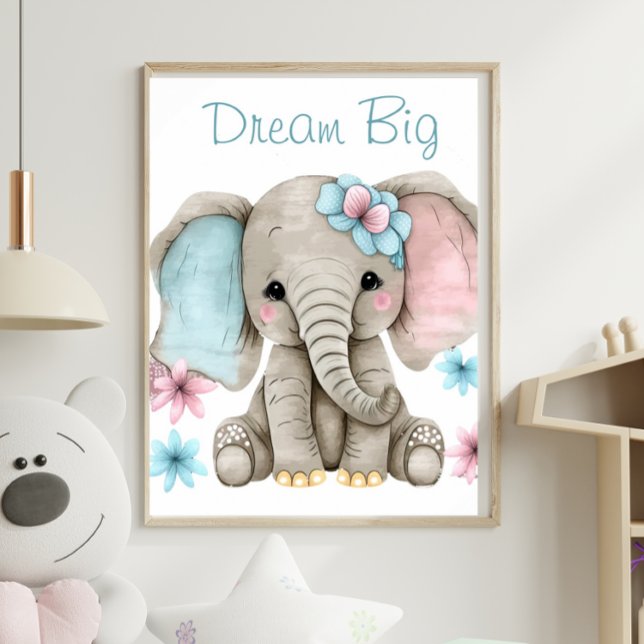 Niedliche Elephant Boy Girl Animal Print Poster (Von Creator hochgeladen)