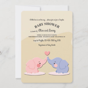 Niedliche Elephant Couple Dusche Einladung