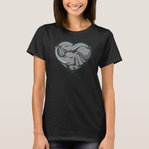Niedliche Elephant Couple Heart Shape Liebe Tiere T-Shirt