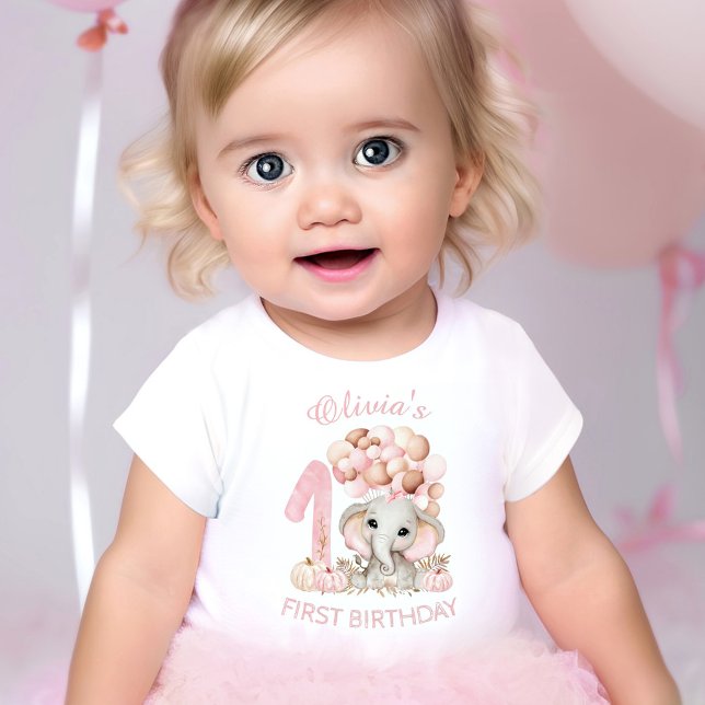 Niedliche Elephant Fall Girl Baby T-shirt (First Birthday Cute Elephant Fall Girl T-Shirt)