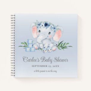 Niedliche Elephant Floral Baby Boy Babydusche Notizbuch