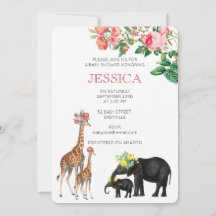 Niedliche Elephant & Giraffe Floral Baby Girl Dusc