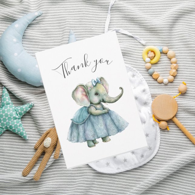 Niedliche Elephant Girl Baby Dusche Dankeskarte (Von Creator hochgeladen)