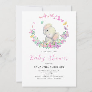 Niedliche Elephant Girl Baby Dusche Einladung