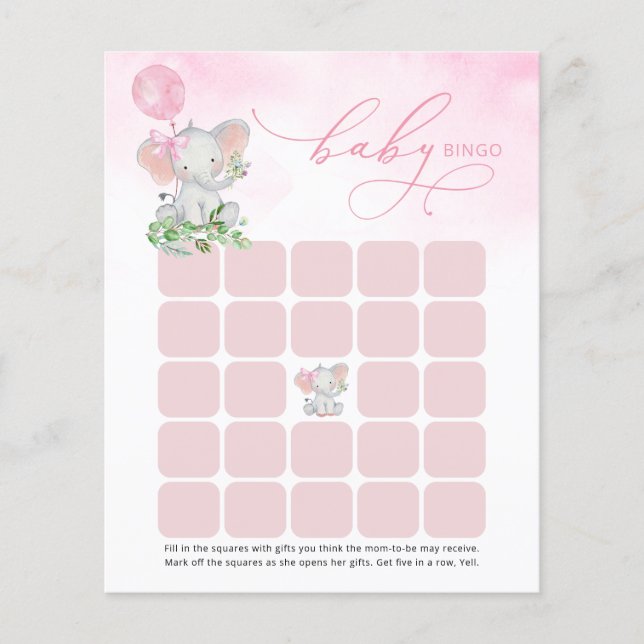 Niedliche Elephant Girl Baby Showkarte (Vorderseite)