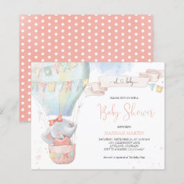 Niedliche Elephant Girl Pink Kinderdusche Einladun