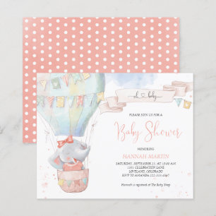 Niedliche Elephant Girl Pink Kinderdusche Einladun