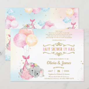 Niedliche Elephant Girl Virtual Baby Dusche per Ma Einladung
