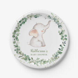 Niedliche Elephant Greenerge Gender Neutral Baby D Pappteller