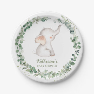 Niedliche Elephant Greenerge Gender Neutral Baby D Pappteller