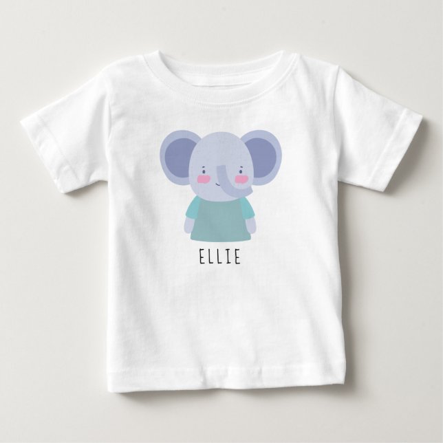 Niedliche Elephant Illustration - Anpassbar Baby T-shirt (Vorderseite)