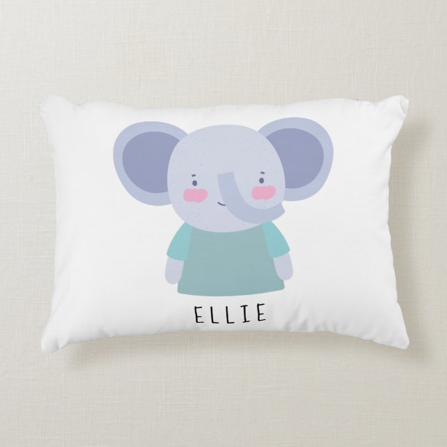 Niedliche Elephant Illustration - Anpassbar Dekokissen (Vorderseite)