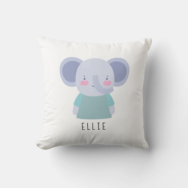 Niedliche Elephant Illustration - Anpassbar Kissen (Vorderseite)