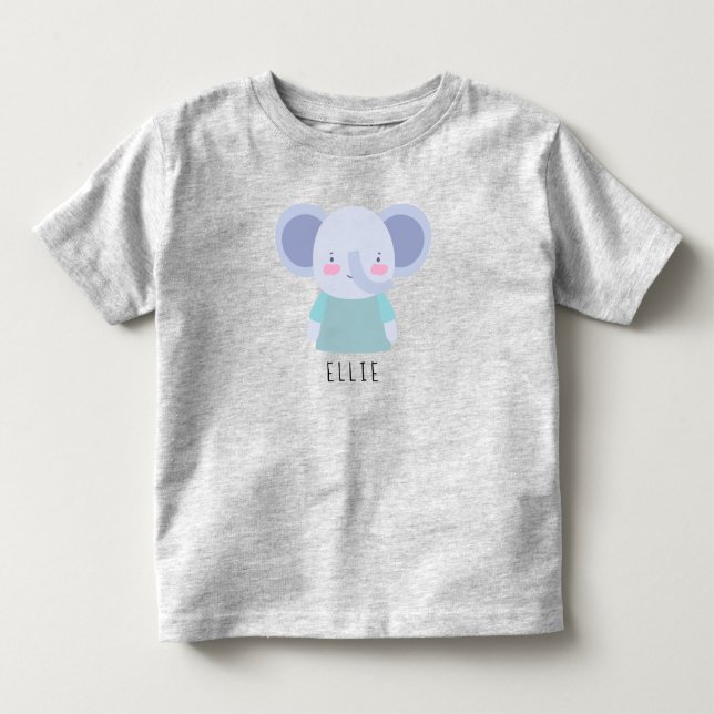 Niedliche Elephant Illustration - Anpassbar Kleinkind T-shirt (Vorderseite)