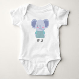 Niedliche Elephant Illustration - Anpassbarer Name Baby Strampler