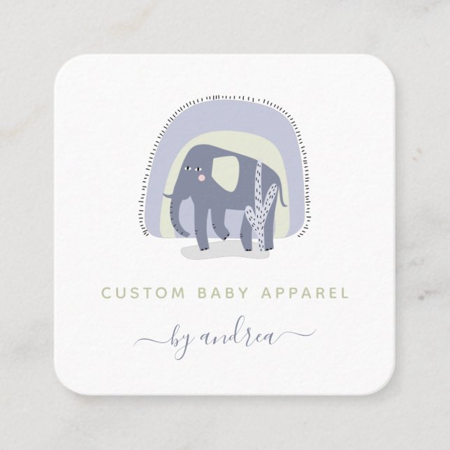 Niedliche Elephant Illustration Baby Säugling Bout Quadratische Visitenkarte (Vorderseite)