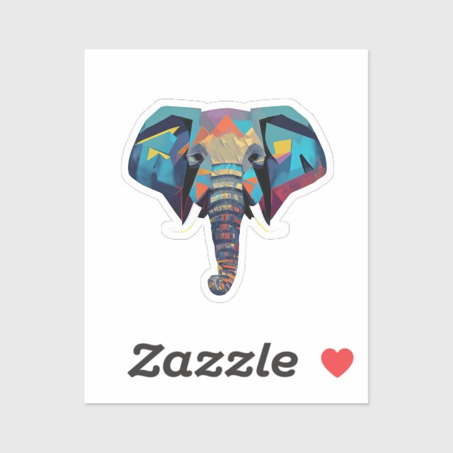 Niedliche Elephant Low-Poly-Abbildung Aufkleber (Blatt)