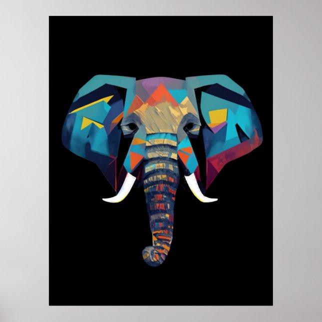 Niedliche Elephant Low-Poly-Abbildung Poster (Vorne)